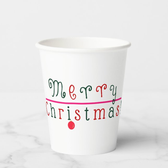 Vasos De Papel Feliz Navidad y adorno colgante (Anverso)