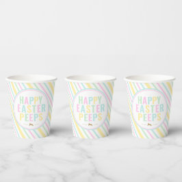 Vasos De Papel Feliz Pascua Bunny Pastel Stripe