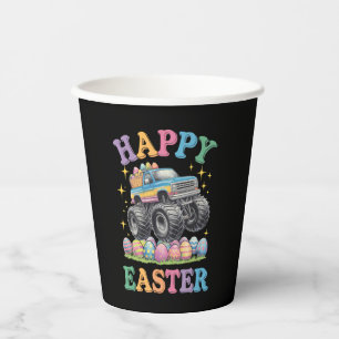 Vasos De Papel Feliz Pascua Camión Monstruo Divertido Aplasta Hue