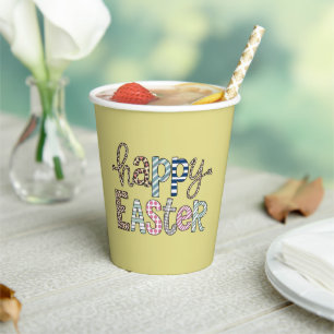 Vasos De Papel Feliz Pascua Conejo Floral Lindo Primavera Leopard