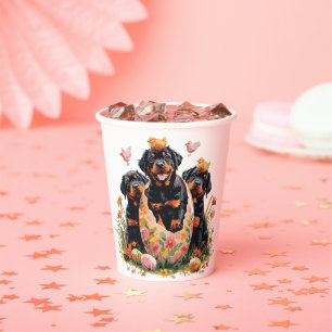 Vasos De Papel Feliz Pascua Perros Rottweiler