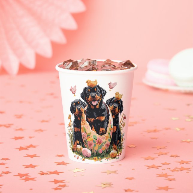 Vasos De Papel Feliz Pascua Perros Rottweiler (in situ)