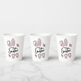 Vasos De Papel Feliz Pascua (Rosa)