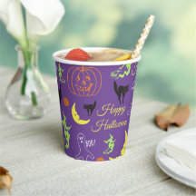 Feliz patrón de Halloween púrpura