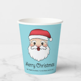 Vasos De Papel Feliz Personalizado Santa Claus Cabeza En Azul Y T
