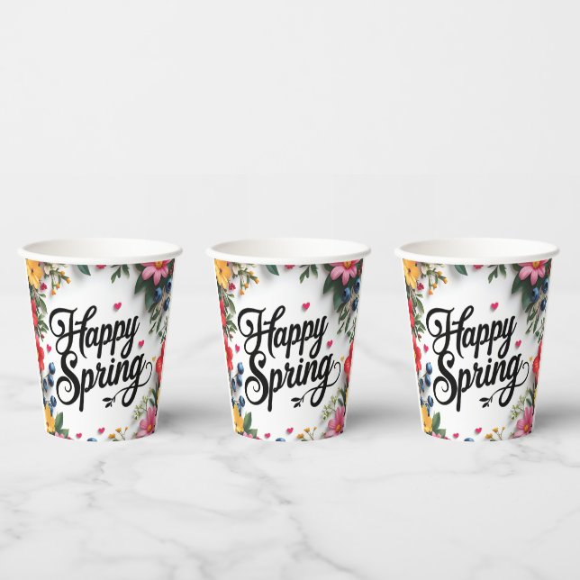 Vasos De Papel Feliz Primavera  (Multi)