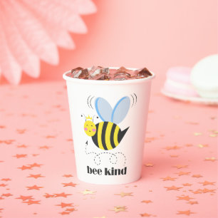 Vasos De Papel Feliz princesa de abejas con corona y lema Bee Kin