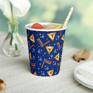 Vasos De Papel ¡Feliz Purim! patrón colorido taza de papel