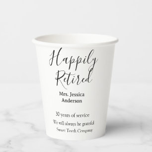 Vasos De Papel Feliz retiro añadir nombre años de servicio jubila