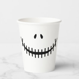 Vasos De Papel Feliz Skeleton sonríe Halloween blanco y negro