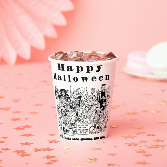 Vasos De Papel Feliz truco de Halloween o Ilustracion espeluznant (in situ)