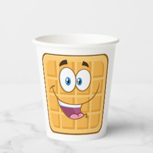 Vasos De Papel Feliz Waffle Kawaii Sonriendo Desayuno Comida