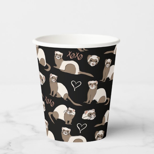 Vasos De Papel Ferrets de amor - Negro (Anverso)