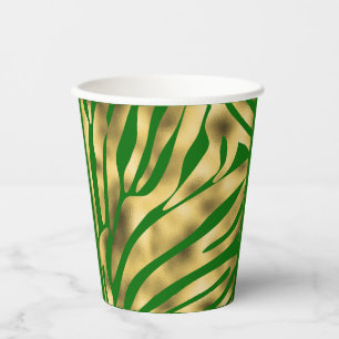 Vasos De Papel Festival de Cebra Verde y Oro