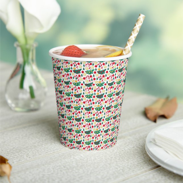 Vasos De Papel Festive Christmas Pattern Paper Cup (in situ)