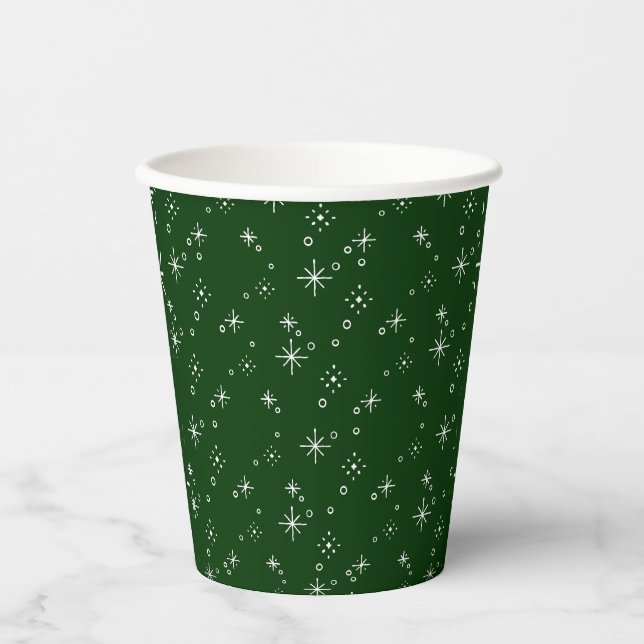 Vasos De Papel Festive Green and White Holiday Christmas (Anverso)