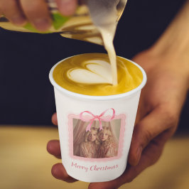 Vasos De Papel Festive Pink Bow Family Photo Paper Cup