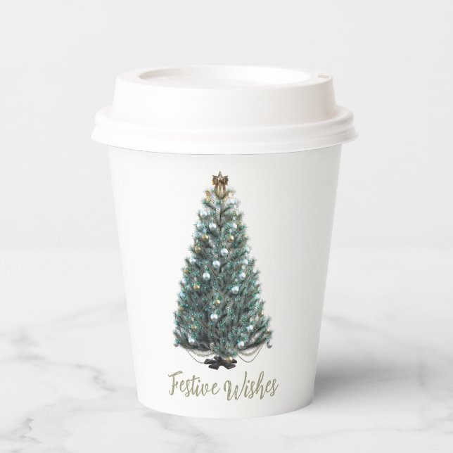Vasos De Papel Festive Wishes. Christmas tree design (Anverso)