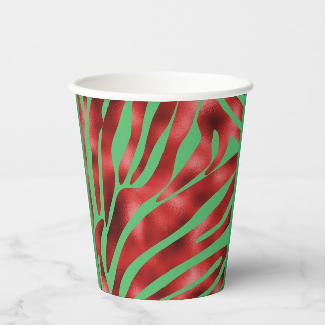 Vasos De Papel Festividad de cebra navidades (Anverso)