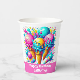 Vasos De Papel Festividad de cumpleaños de helados de NIÑO