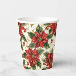 Vasos De Papel Festividad de los Navidades de Poinsettia Roja