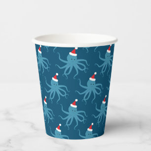 Vasos De Papel Festividad de los Navidades de Santa Octopus