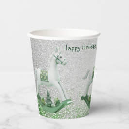 Vasos De Papel Festividad de Navidades verdes de caballos blancos