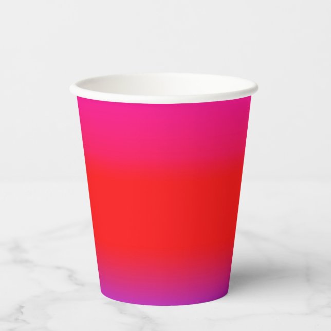 Vasos De Papel Festividad Magenta Rojo Morado Ombre (Anverso)