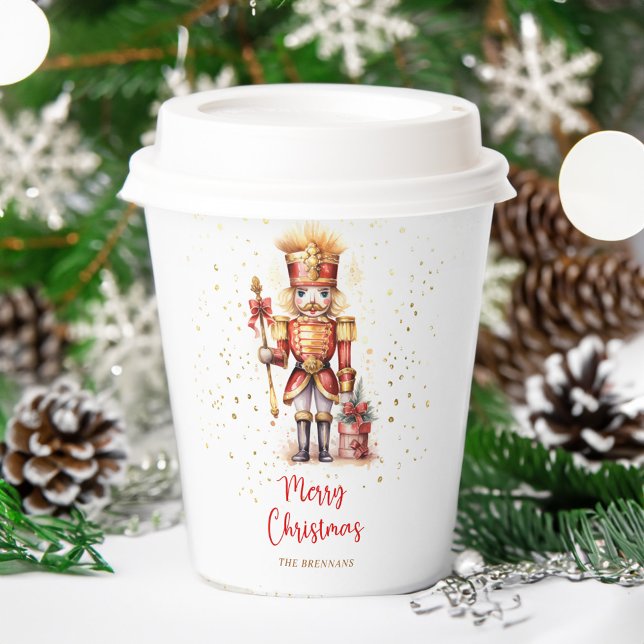 Vasos De Papel Festividad nutcracker Feliz Navidad (Nutcracker Festive Merry Christmas Paper Cups)