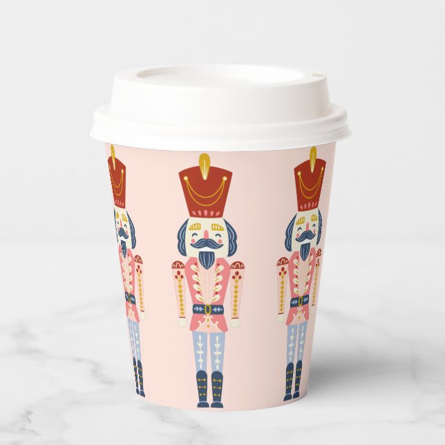 Vasos De Papel Festividad Pink Holiday Nutcracker taza de papel (Anverso)