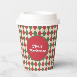 Vasos De Papel Festividad Retro Red Green Harlequin