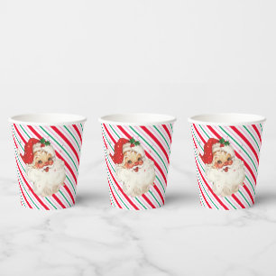 Vasos De Papel Festividad Stripe Retro Santa