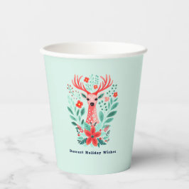 Vasos De Papel Festividad Verde Fiesta de renos