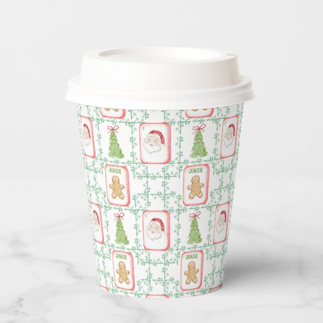 Vasos De Papel Fichas de Mahjong de Navidad (Anverso)