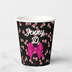 Vasos De Papel Fideos de Fiesta de cangrejos (rosado sobre negro)