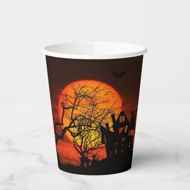 Vasos De Papel Fiery Full Moon Halloween (Izquierda)
