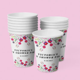 Vasos De Papel Fiesta Baby Shower de flores mexicanas