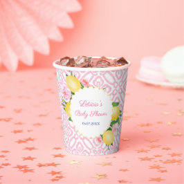 Vasos De Papel Fiesta Baby Shower De Lemones Blancos Y Rosa Giron