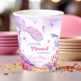 Vasos De Papel Fiesta Baby Shower de Mermaid Chica