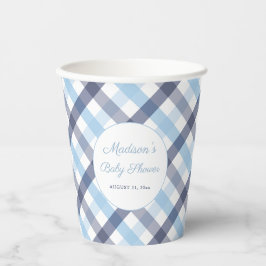 Vasos De Papel Fiesta Baby Shower Preppy Blue And White Plaid