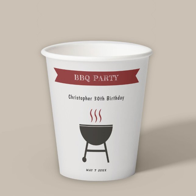 Vasos De Papel Fiesta BBQ Cumpleaños (BBQ Party Paper Cup)