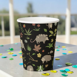 Vasos De Papel Fiesta Botánica Oscura de Zarigüeya Adorable
