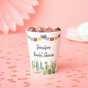 Vasos De Papel Fiesta Cactus Boho Nodal Shower Cubos de papel