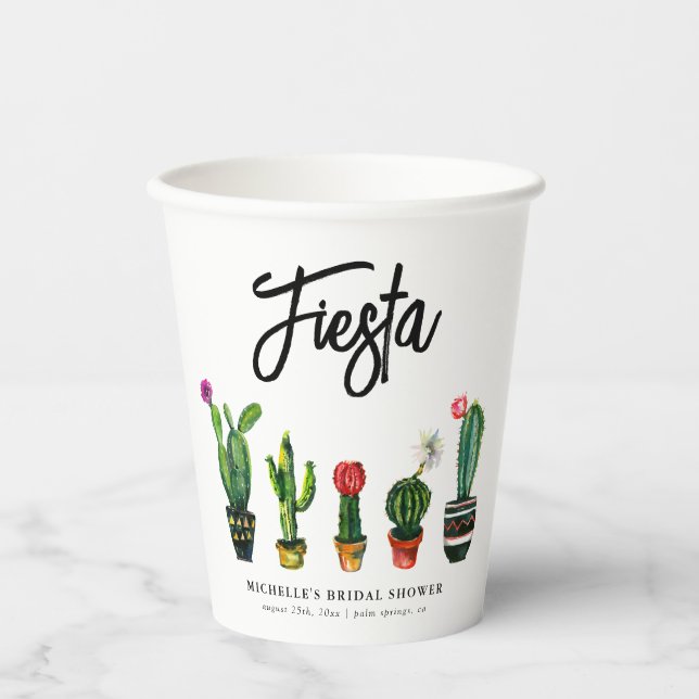 Vasos De Papel Fiesta Cactus Despedida de Soltera (Anverso)