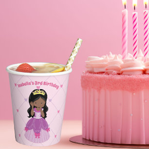 Vasos De Papel Fiesta Chica de cumpleaños rosado de princesa afri