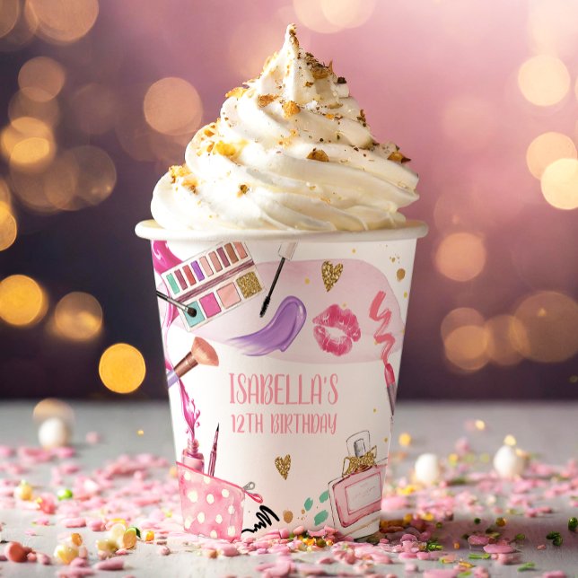 Vasos De Papel Fiesta Chica Glamour Makeup Fiesta de cumpleaños (Subido por el creador)