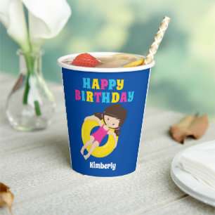 Vasos De Papel Fiesta chica  Personalizado Cute Niños Cumpleaños