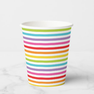 Vasos De Papel Fiesta con rayas de arcoiris taza de papel