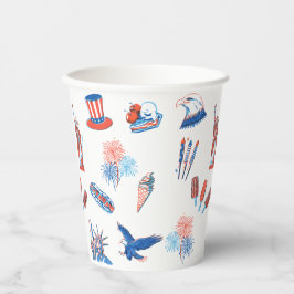 Vasos De Papel Fiesta de Acuarela Patriótica del 250º 4 de Julio