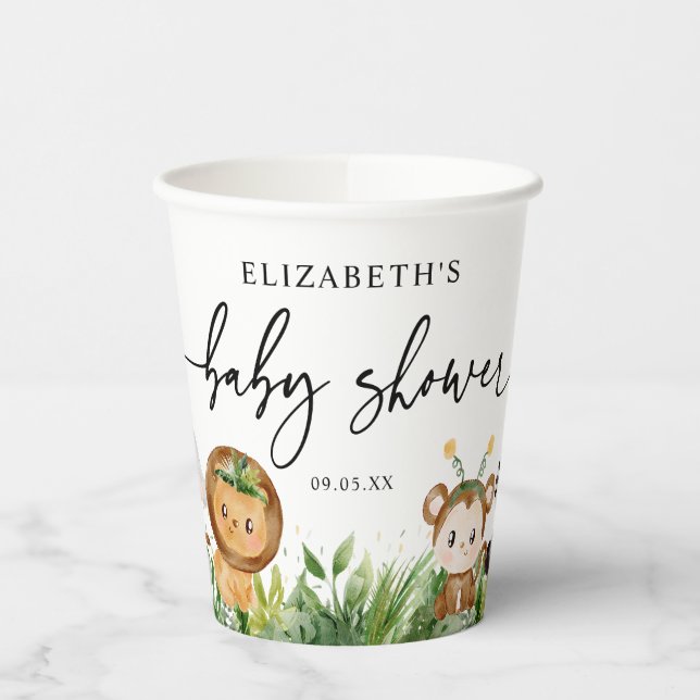 Vasos De Papel Fiesta de Animales de Safari de la Selva Cute Baby (Izquierda)
